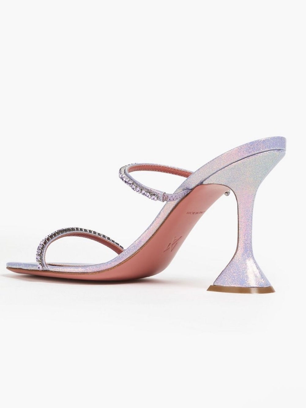 NWT Amina Muaddi Lilac Crystal-Embellished Slide Sandal Authentic - Picture 4 of 8